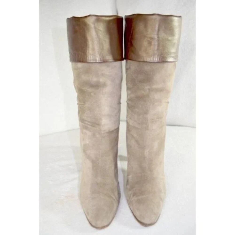 Fragiacomo Leather Suede Boots Foldover Cuff Italy Size US 5 EU 35 - Picture 4 of 11